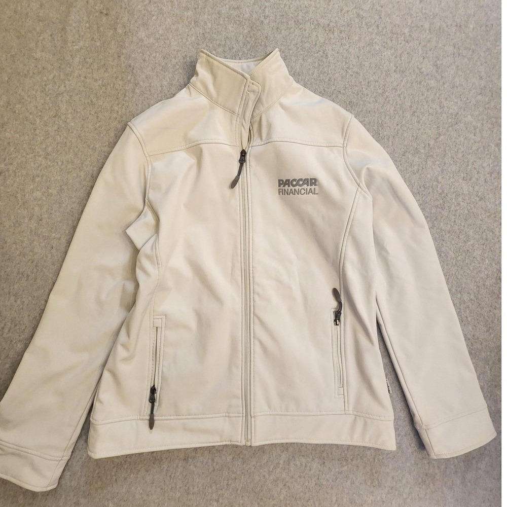 PACCAR Financial Jacket Wmn Large White ‎ Full Zip Soft Shell Landway